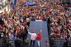 Maduro habló ante militantes en Caracas.