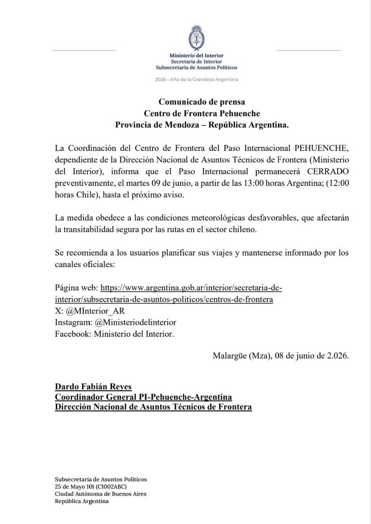 El Paso Pehuenche permanecerá cerrado hasta nuevo aviso. El Paso Pehuenche permanecerá cerrado hasta nuevo aviso.