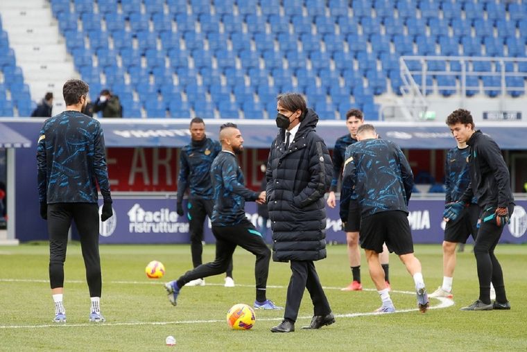 Inter realizó la entrada en calor y se entrenó en el estadio. Foto: @SC_ESPN