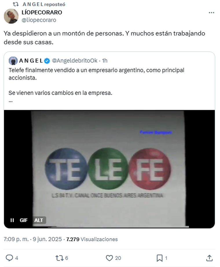 Lío Pecoraro reveló más información en medio de la venta de Telefe. Foto: captura de pantalla X/ @liopecoraro. Lío Pecoraro reveló más información en medio de la venta de Telefe. Foto: captura de pantalla X/ @liopecoraro. 