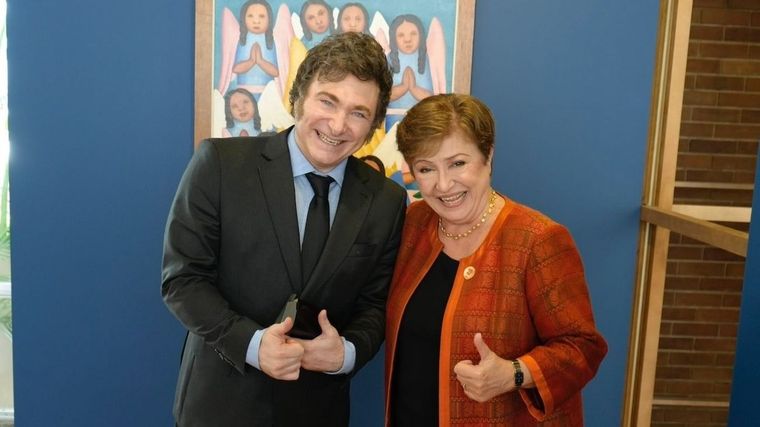 Milei, junto a Kristalina Georgieva Foto: Noticias Argentinas