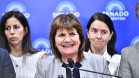 La jefa del bloque LLA en Senado, Patricia Bullrich, en conferencia de prensa. La jefa del bloque LLA en Senado, Patricia Bullrich, en conferencia de prensa.