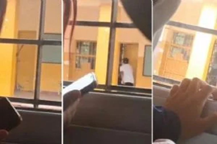 El ataque fue registrado por los alumnos. Foto: Captura de video