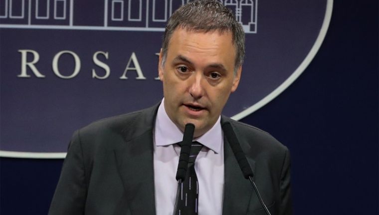 El vocero Adorni en la conferencia de prensa de esta mañana. Foto: Presidencia