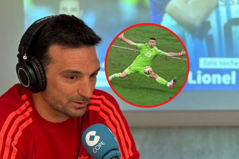 Scaloni y una divertida frase sobre la atajada de Dibu Martínez que valió oro ante Francia. Foto: COPE