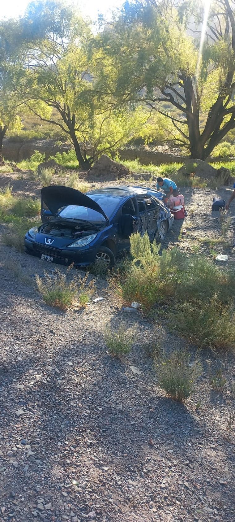 El rodado menor desbarrancó tras el choque Foto: Gentileza