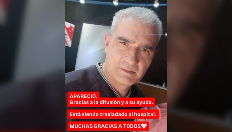 David Alejandro Román tiene 54 años y estuvo tres días desaparecido.&nbsp;