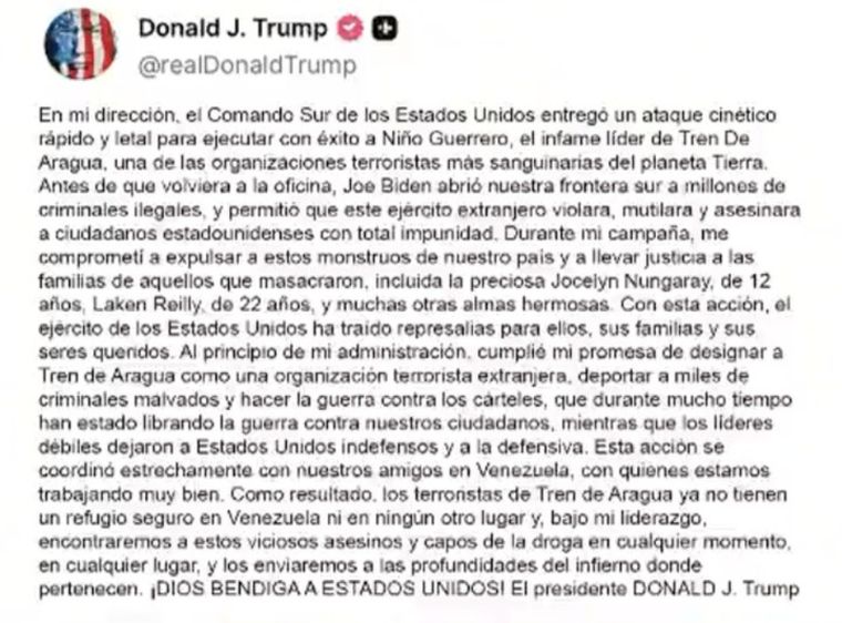 El mensaje de Donald Trump. El mensaje de Donald Trump.