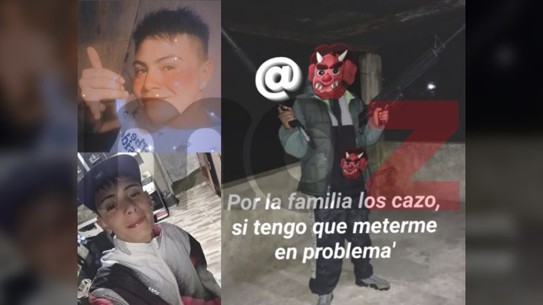 A la izquierda: Nicolás Donoso (arriba), acusado por el tiroteo que resultó en la muerte de Raúl Coco Santibañez (abajo). A la derecha: Walter Hidalgo Ortubia y la foto que subió fuertemente armado a su perfil de Instagram.&nbsp;