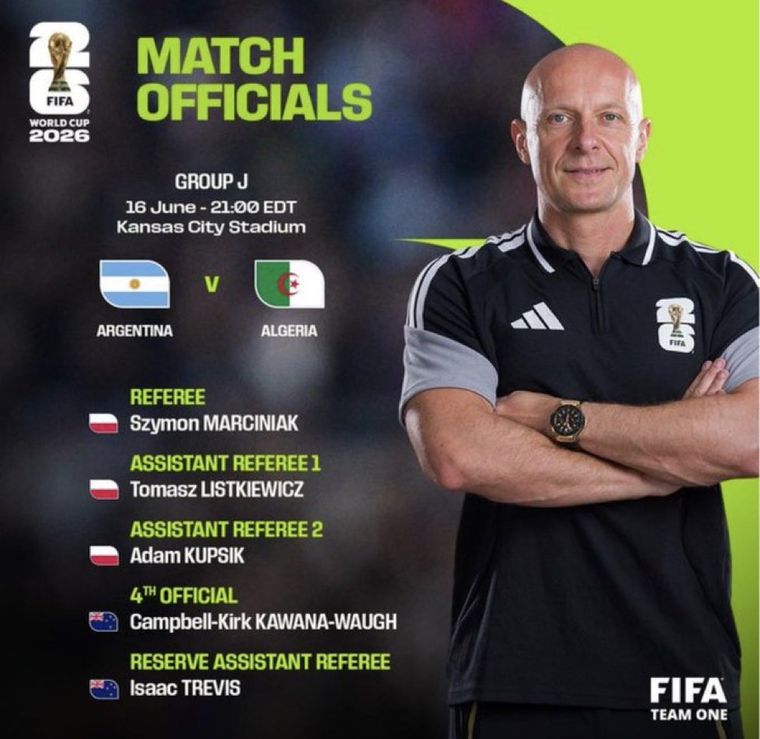 El polaco Szymon Marciniak dirigirá el debut de la Albiceleste ante Argelia. El polaco Szymon Marciniak dirigirá el debut de la Albiceleste ante Argelia.