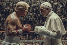 Así imagina la IA una confrontación entre Donald Trump y León XIV. Imagen de Midjourney IA