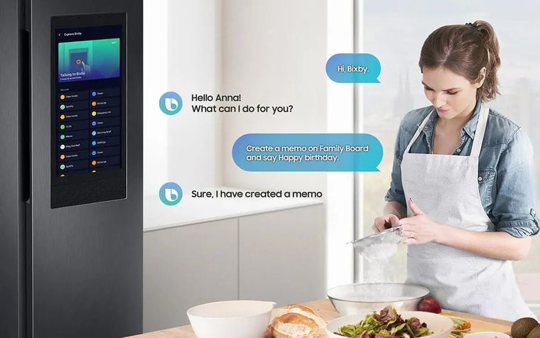 Family Hub con Wi-Fi transforma la heladera en centro del hogar con pantalla táctil inteligente. Family Hub con Wi-Fi transforma la heladera en centro del hogar con pantalla táctil inteligente.