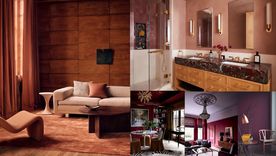 Las fotos corresponden a las tonalidades que podrían este año ocupar el lugar del bordó: óxido (mitad izquierda), rosa pálido (arriba a la derecha) y las tres de abajo son (de izq a der): sangre de buey, malva y ciruela. Foto: Yarn Collective - Diseño: Paris Forino / Fotografía: Garruppo - Sarah Vaile -  Paint & Paper Library - Farrow & Ball