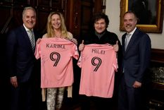 Javier y Karina Milei con el dueño del Inter Miami. Foto: Gentileza