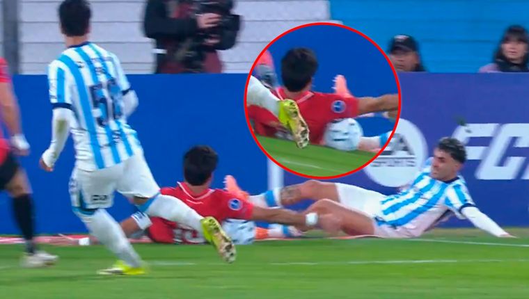 A Racing le cobraron un penal por un contacto de la pelota con la axila de un rival.
