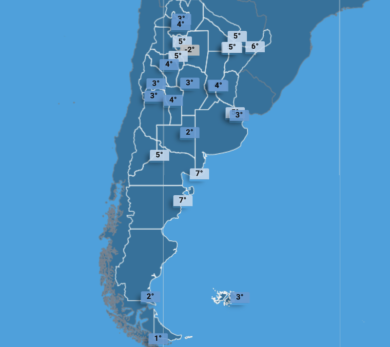 El Servicio Meteorológico pronostica mínimas de hasta 1°C para algunas provincias El Servicio Meteorológico pronostica mínimas de hasta 1°C para algunas provincias
