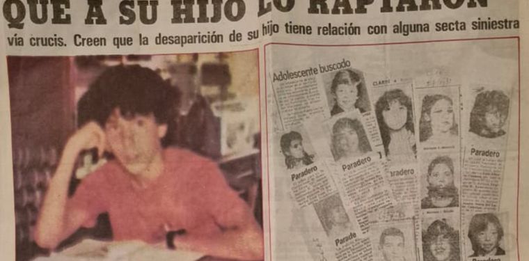 Un recorte de la noticia con la desaparición de Diego en 1984