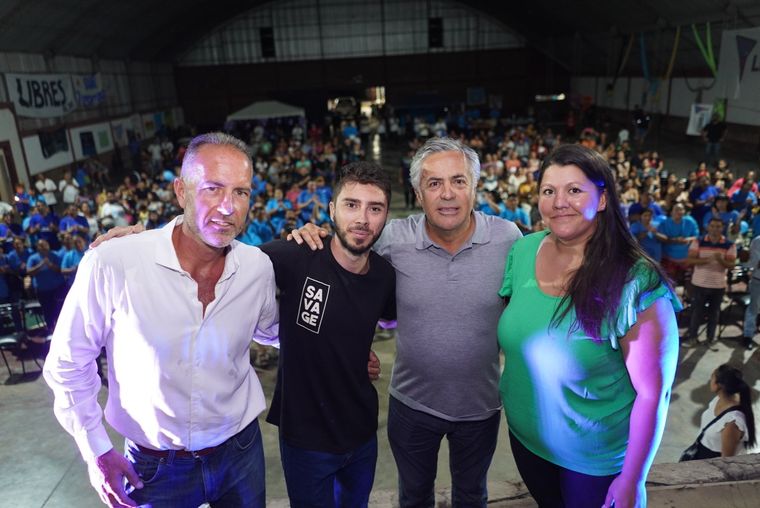 Ernesto Mancinelli, Lucas Luppo y Alfredo Cornejo en el acto de lanzamiento del precandidato a intendente de Lavalle. Foto: Twitter @alfredocornejo