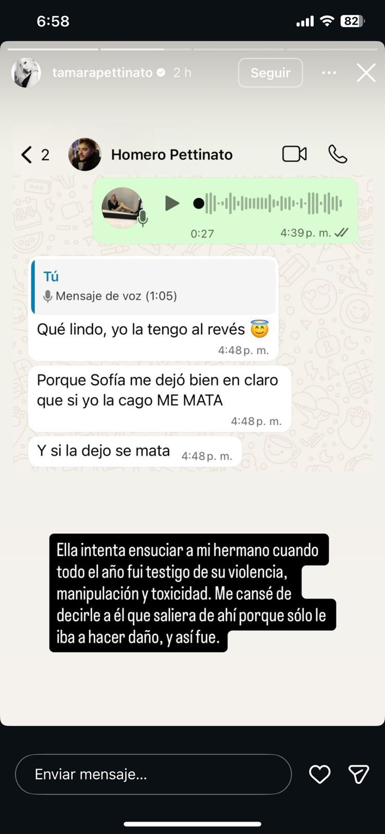 Tamara expuso y Sofía está complicada. Créditos: Instagram Tamara expuso y Sofía está complicada. Créditos: Instagram