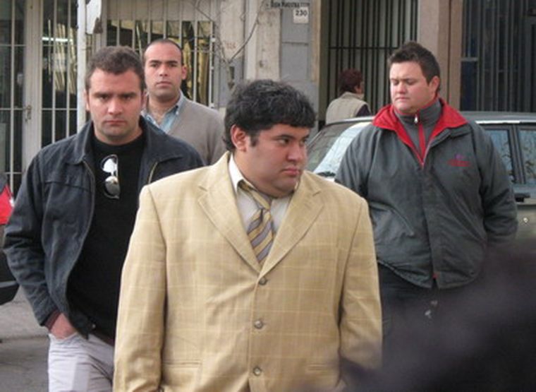 Herrera (frente), Maschi (iz), Devandi (fondo) y Mayorga (de), ingresando al tribunal. Foto: Carlos Fernández/MDZ