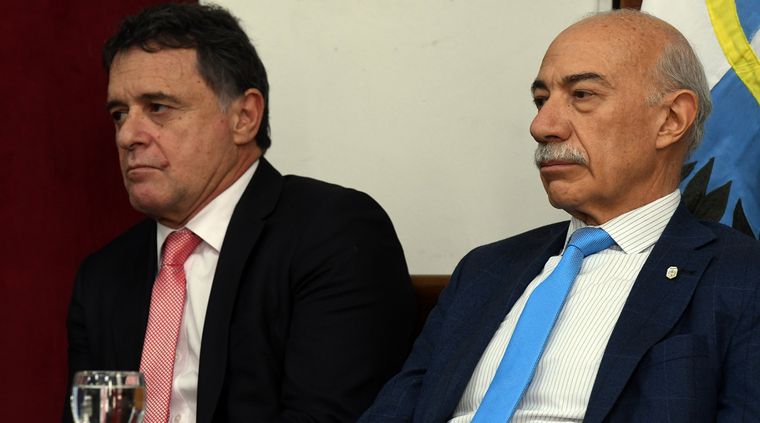 Los ministros de la Suprema Corte de Justicia de Mendoza Omar Palermo y José Valerio. Los ministros de la Suprema Corte de Justicia de Mendoza Omar Palermo y José Valerio.