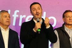 Petri, Cornejo y Suarez. Todos unidos detrás de Javier Milei. De Marchi no está en la foto, pero es parte de la misma tendencia. Foto: ALF PONCE MERCADO / MDZ