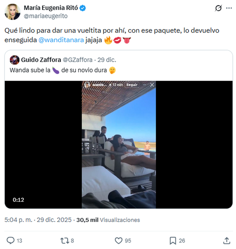 María Eugenia Ritó le pidió prestado el novio a Wanda Nara. María Eugenia Ritó le pidió prestado el novio a Wanda Nara.