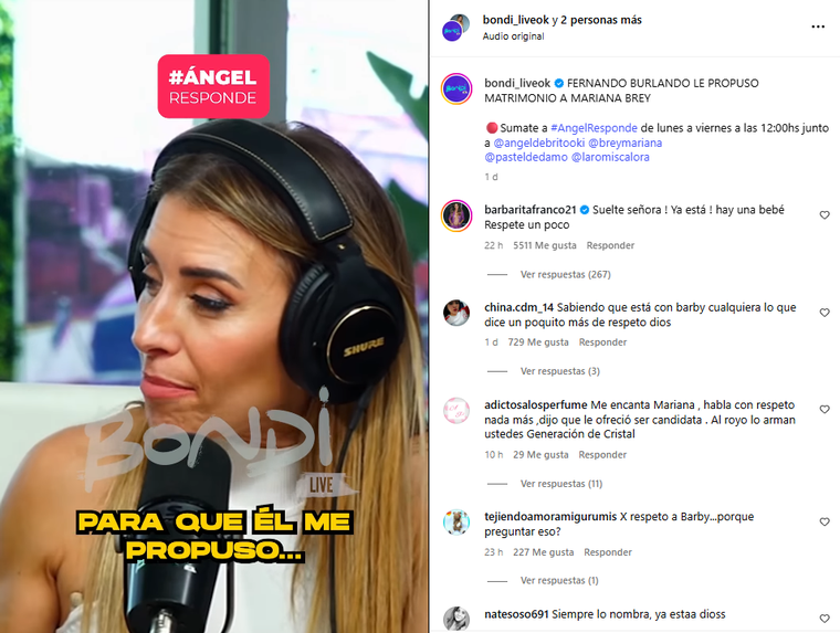 El comentario de Franco en la publicación. Créditos: Instagram / bondi_liveok El comentario de Franco en la publicación. Créditos: Instagram / bondi_liveok