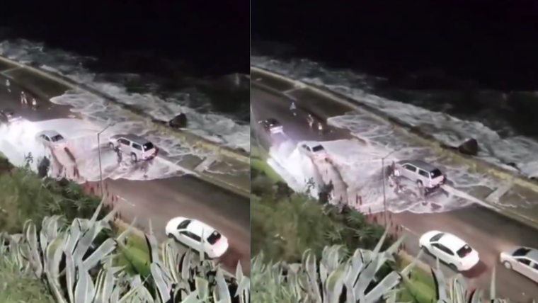 Los vecinos marplatenses registraron la crecida del mar Foto: X