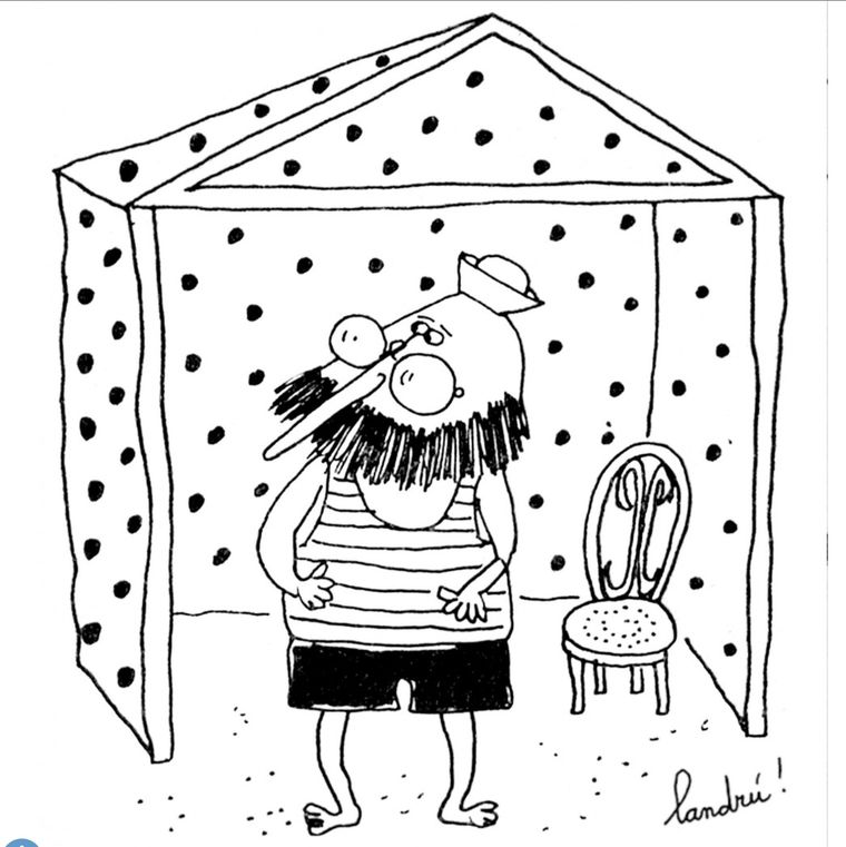 Landrù, “En la playa”, tinta.