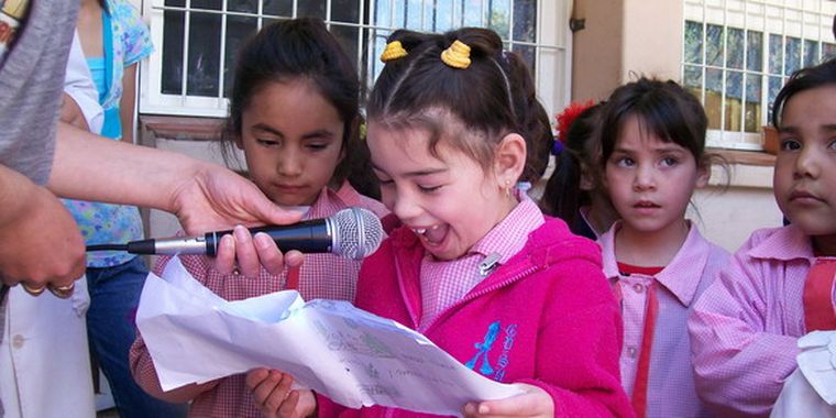 Chicos de una escuela en Tupungato.
