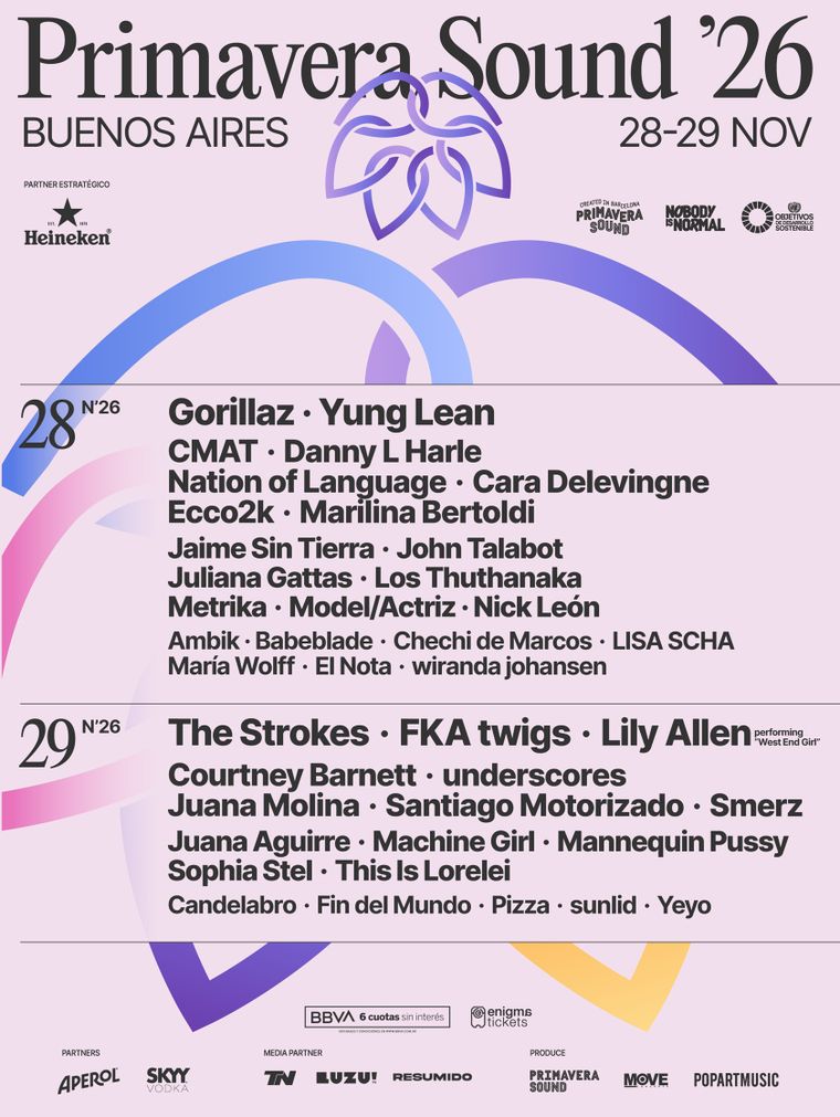 El line up día por día del Primavera Sound Buenos Aires 2026. El line up día por día del Primavera Sound Buenos Aires 2026.