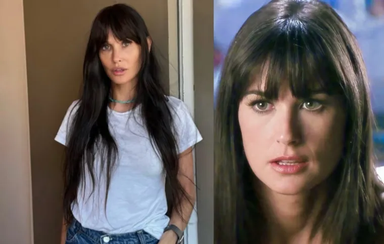 Cómo cambió Demi Moore su look: antes y ahora con flequillo.