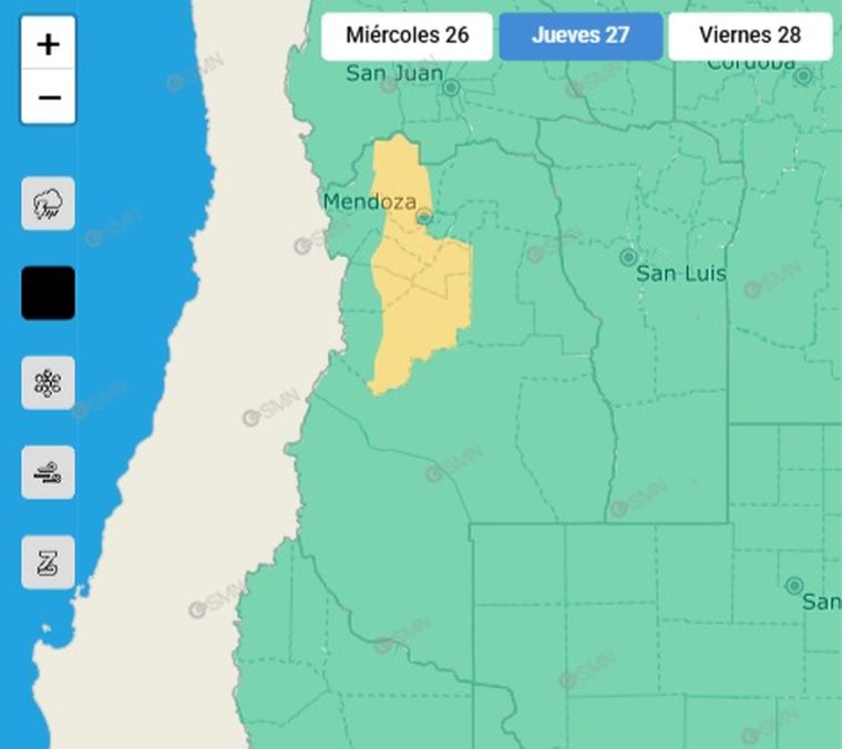 El SMN emitió un alerta por lluvias para este jueves. El SMN emitió un alerta por lluvias para este jueves.