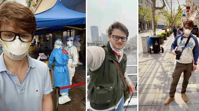 Ed Lawrence, el joven periodista de la BBC, en China. Foto: N+.