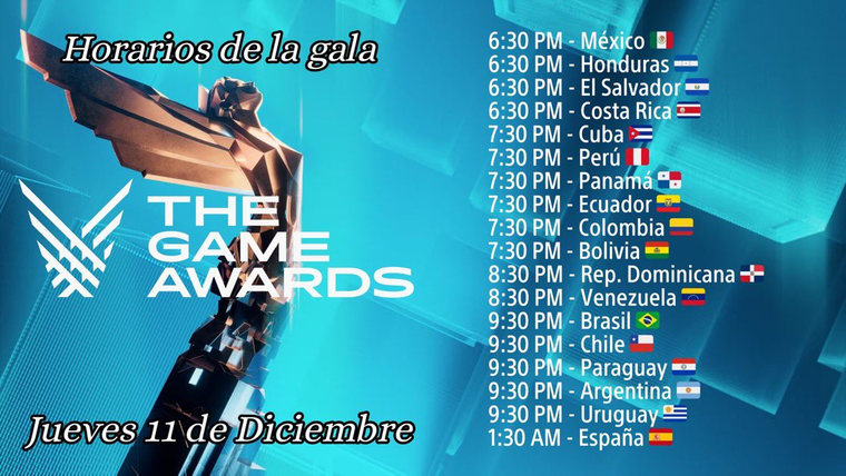 Los horarios de la gala The Game Awards en Latinoamérica. Los horarios de la gala The Game Awards en Latinoamérica.