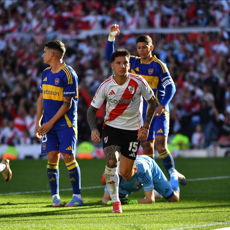 La foto de la chicana, con Driussi festejando su gol. Foto: @RiverPlate
