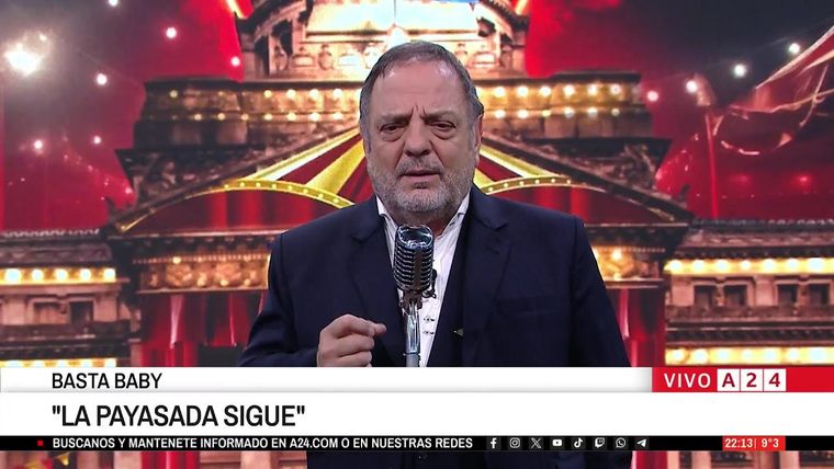 Baby Etchecopar retrucó a un manifestante. Foto: captura de video A24.