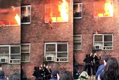 video: tremendo salto de un gato para evitar morir entre las llamas