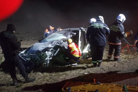 Así quedó el vehículo que chocó contra un camión en la Ruta Nacional 7 Foto: Gentileza