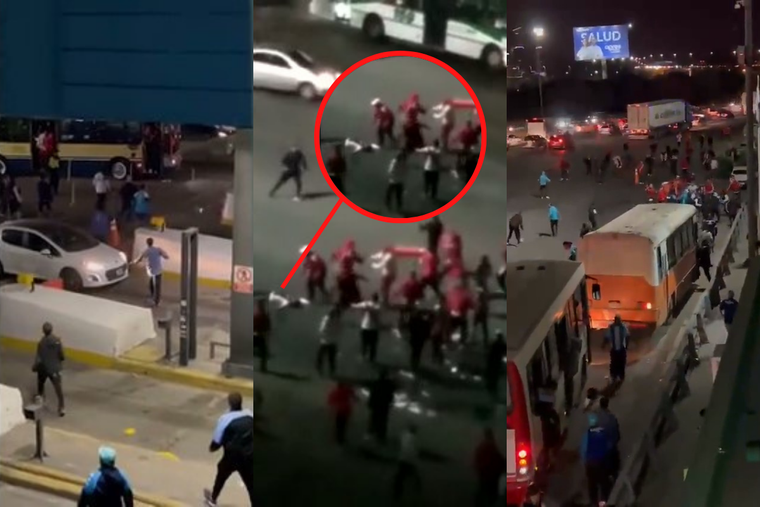 Batalla campal entre hinchas de River y Racing en la autopista Buenos Aires - La Plata.