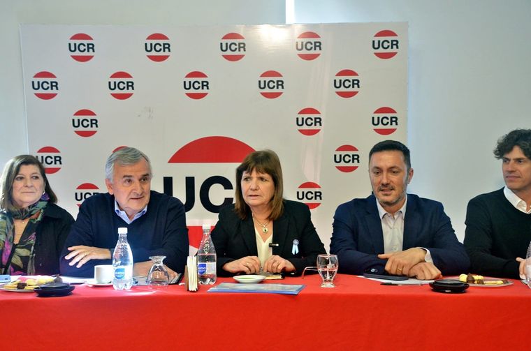 Patricia Bullrich junto a María Luisa Storani, Gerardo Morales, Luis Petri y Martín Lousteau Foto: Prensa UCR