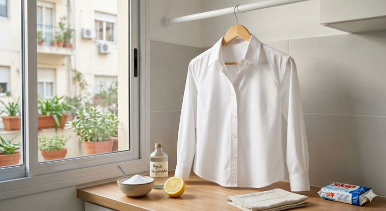 Bicarbonato de sodio y limón para devolver el blanco original. Fuente: IA Gemini. Bicarbonato de sodio y limón para devolver el blanco original. Fuente: IA Gemini.