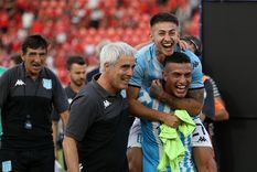 La alegría de los jugadores de Racing. Foto: NA La alegría de los jugadores de Racing. Foto: NA