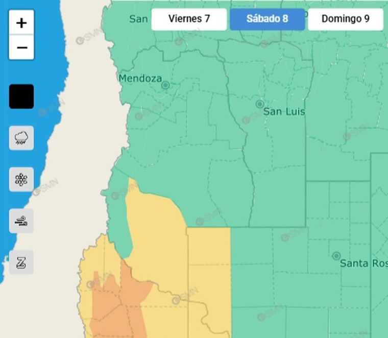 El SMN emitió un alerta por tormentas para este sábado en el sur provincial. El SMN emitió un alerta por tormentas para este sábado en el sur provincial.