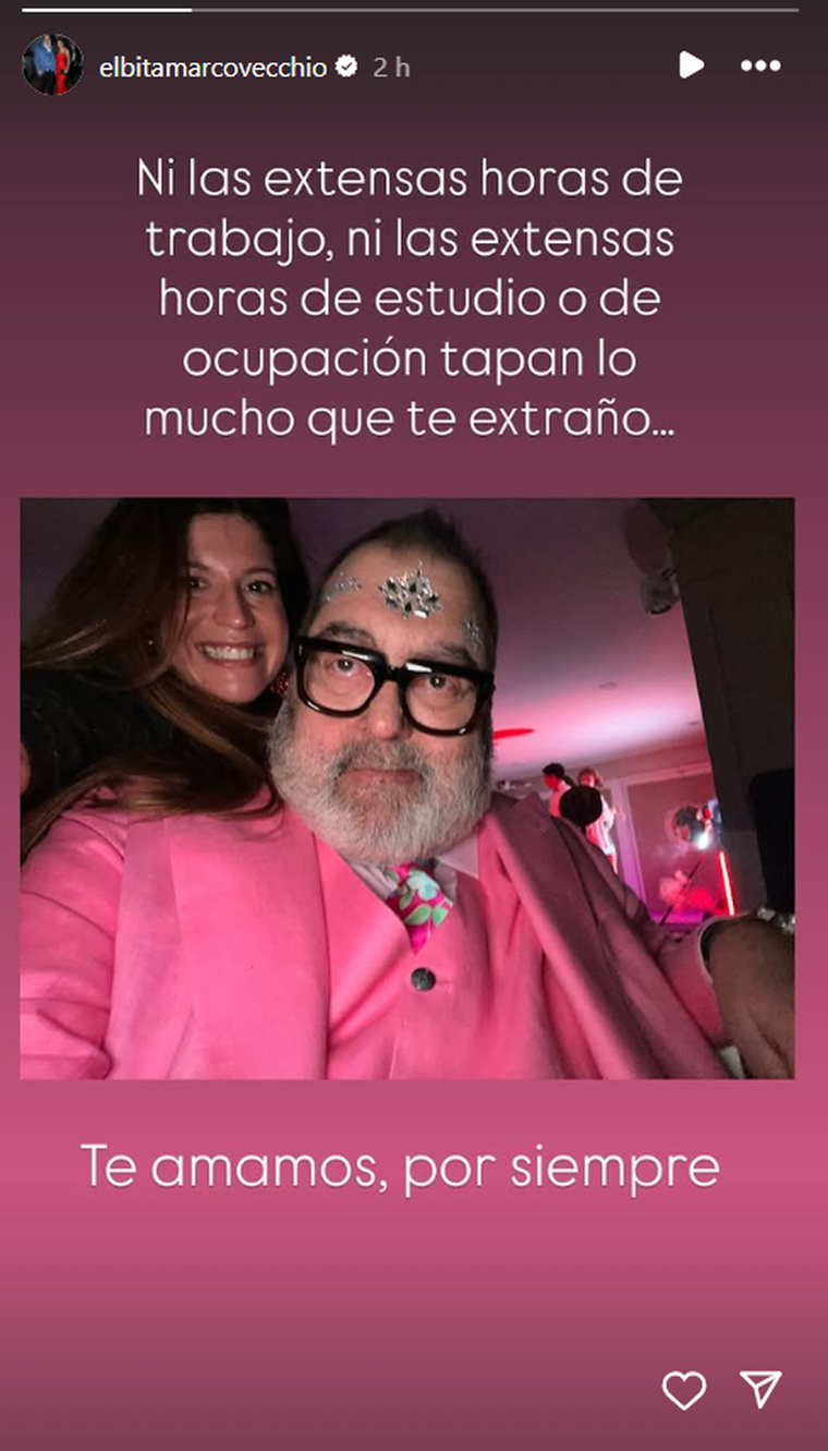 La abogada recordó a su marido en las redes sociales. Foto: captura de pantalla Instagram/ @elbitamarcovecchio. La abogada recordó a su marido en las redes sociales. Foto: captura de pantalla Instagram/ @elbitamarcovecchio.
