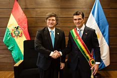 Rodrigo Paz y Javier Milei durante el encuentro en Bolivia. Rodrigo Paz y Javier Milei durante el encuentro en Bolivia.