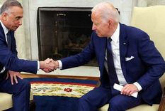 Joe Biden junto al primer ministro iraquí Mustafá al Kazemi, en la Casa Blanca. Foto: Rtve.