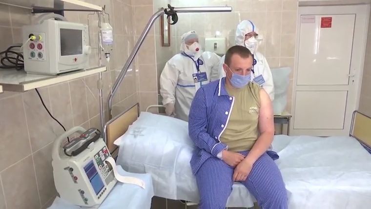 La vacunación de voluntarios contra el coronavirus, Moscú, Rusia.