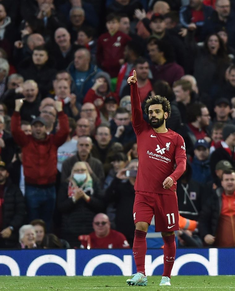 Salah festeja el gol de la victoria. Foto: EFE
